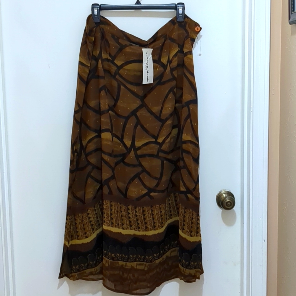 Nouveau Monde Plus 2X Brown Skirt New